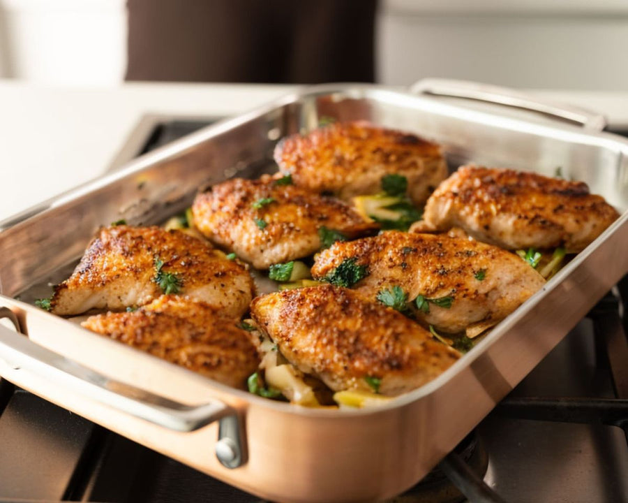 Hähnchen mit Reis im Backofen