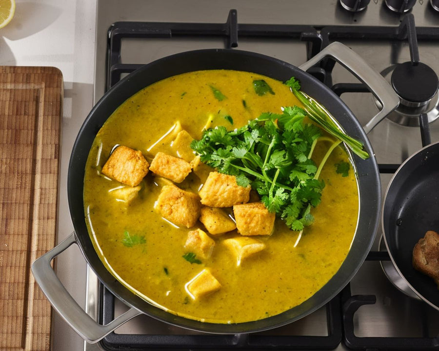 Hähnchen-Curry-Lauch Suppe