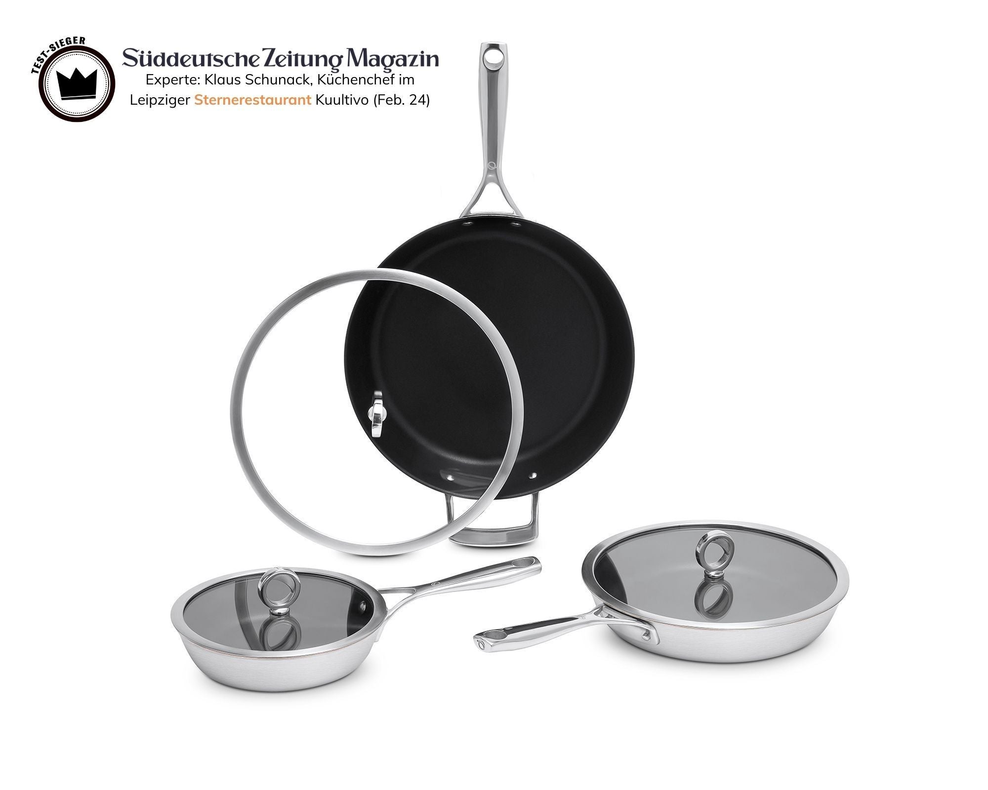 Beschichtetes Olavson Kupferkern-Pfannenset 20, 26 und 30 cm