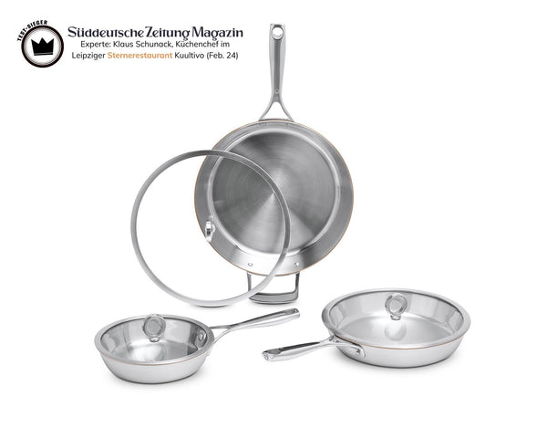 Kupferkern Pfannenset unbeschichtet, 20 + 26 + 30 cm