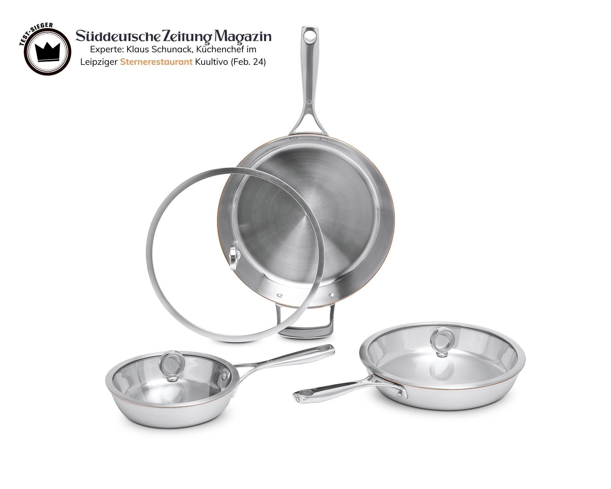 Olavson Kupferkern Pfannenset 20 + 26 + 30 cm