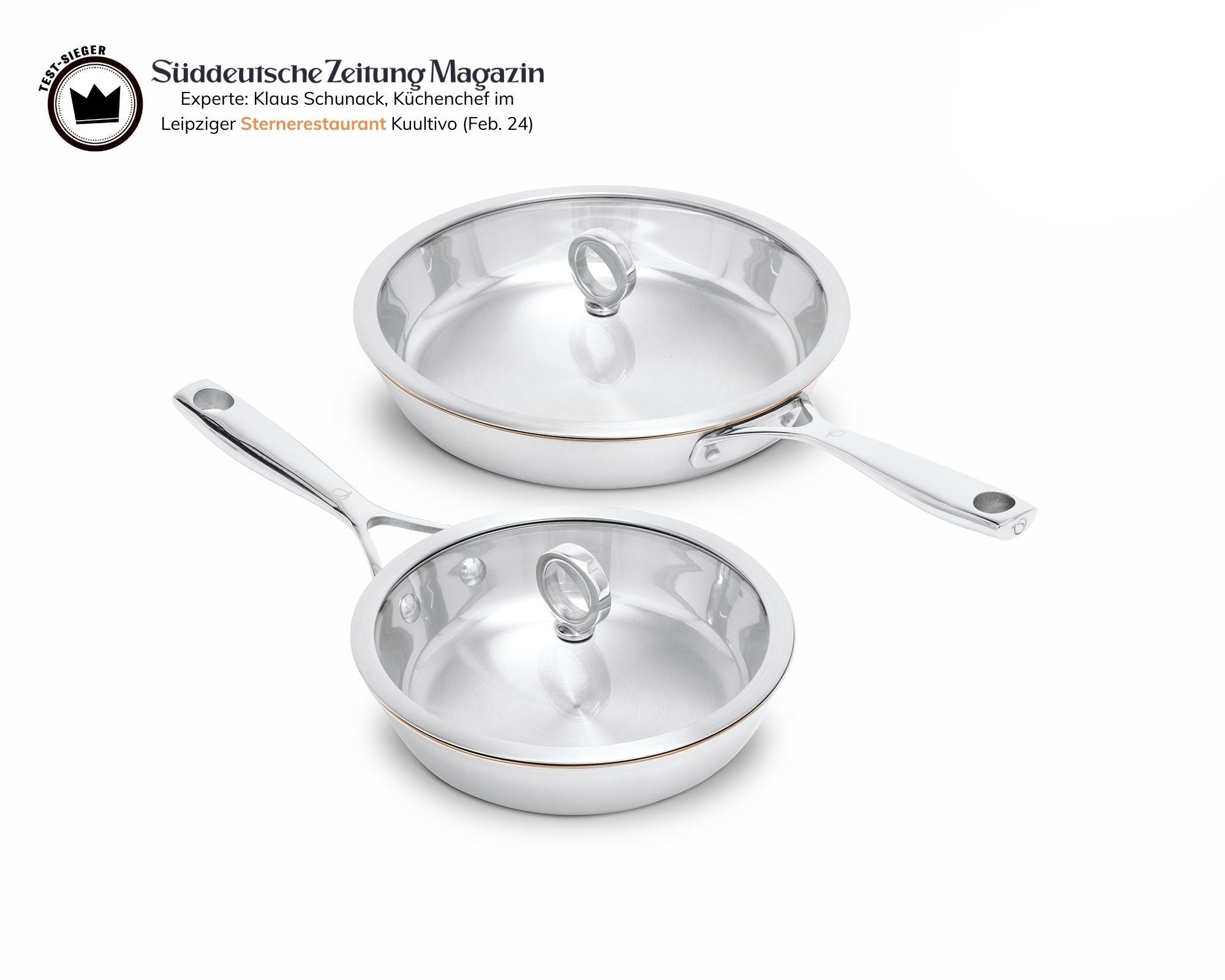 Kupferkern Pfannenset unbeschichtet, 20 + 26 cm