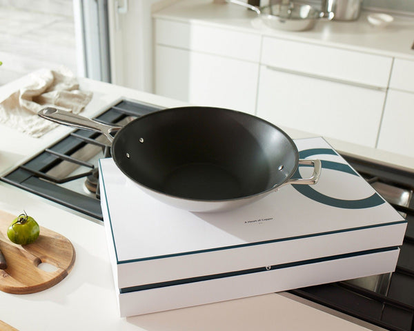 Kupferkern Wok 30 cm, beschichtet, Stielgriff
