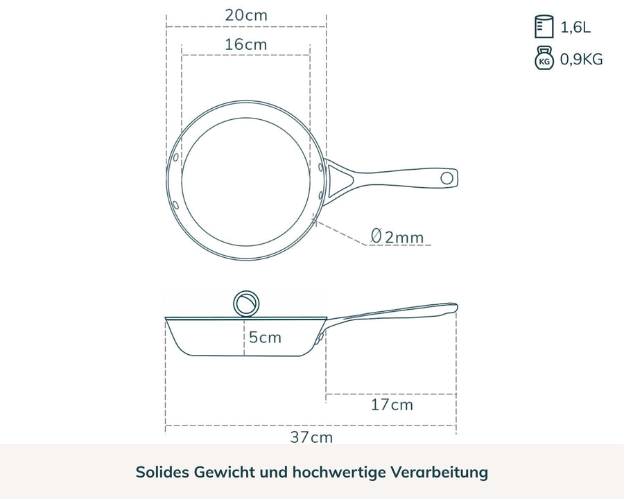 Die beschichtete Kupferkernpfanne, 20 cm