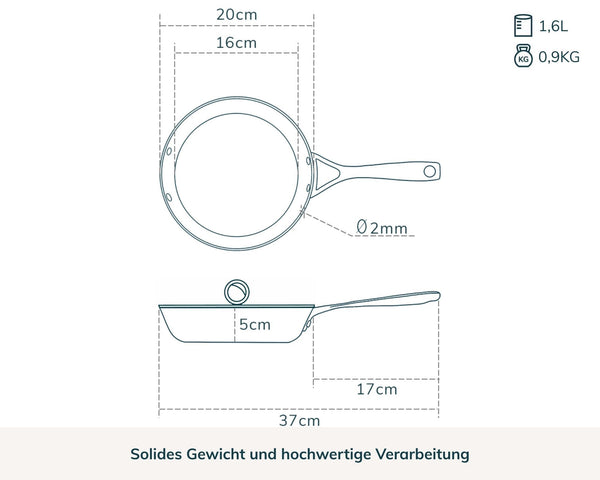 Die unbeschichtete Kupferkernpfanne, 20 cm